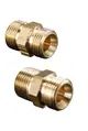 Brass double nipple from Oventrop, featuring threaded connections on both ends, typically used for connecting pipes in plumbing applications.